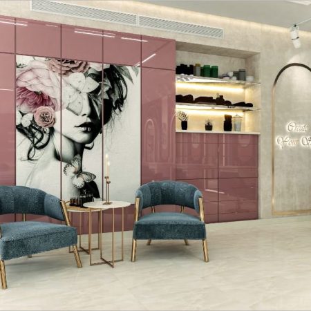 Beauty lounge reception design